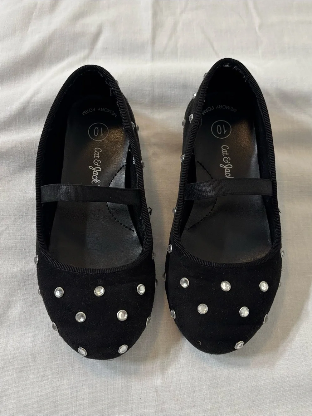 Cat & Jack Black Mary Jane Flats with Rhinestone Studs